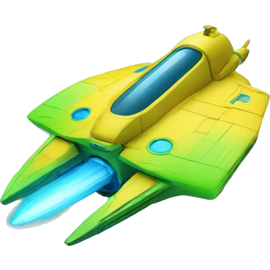 spaceship yellow green blue tone emoji