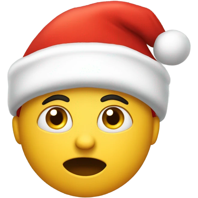 Scared faced with Santa hat emoji