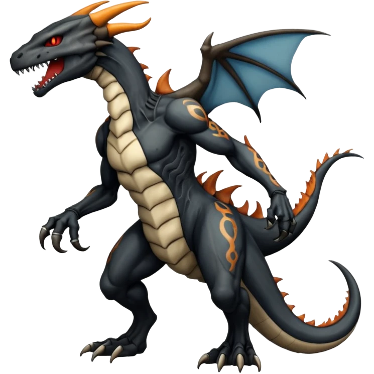  Venom-Marowak-Charizard-Xenomorph-hybrid-fantasy-creature (full body) with tattoos and scale markings emoji