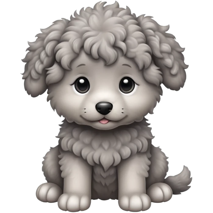Gray curly puppy emoji