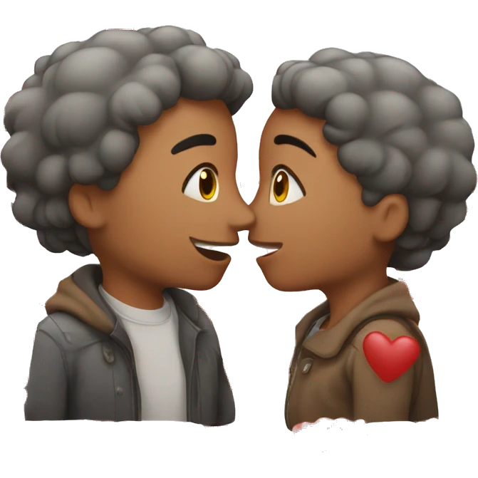 male and female kissing in love with hearts around them emoji
