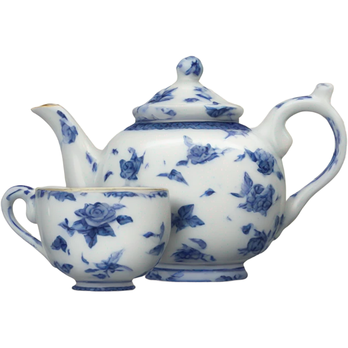 Antique porcelain teapot with 2 cups emoji