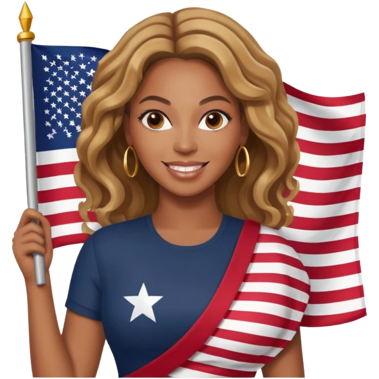Beyonce with holding  american flag emoji