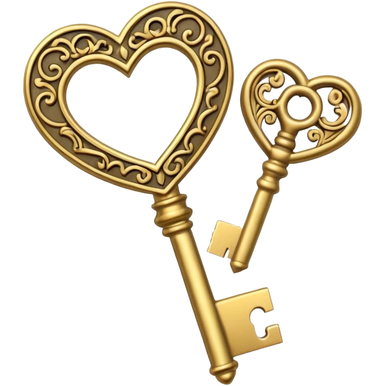 gold basic heart key emoji
