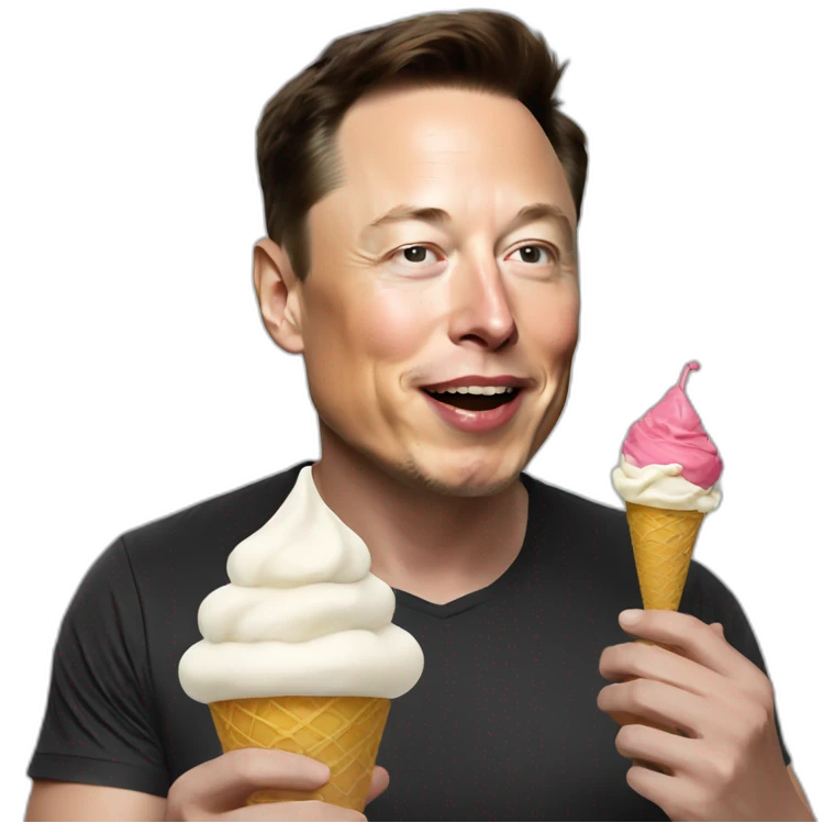 Elon musk eating an ice cream emoji