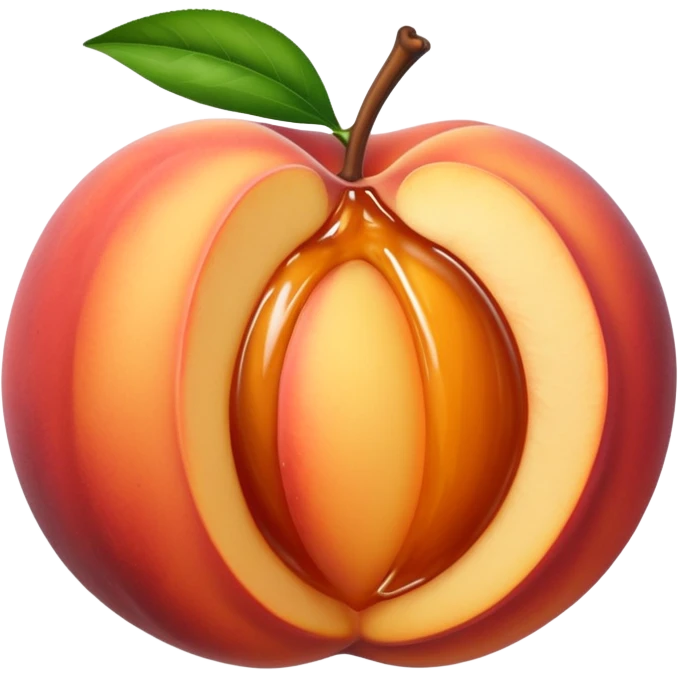 Peach with brown sauce in middle emoji