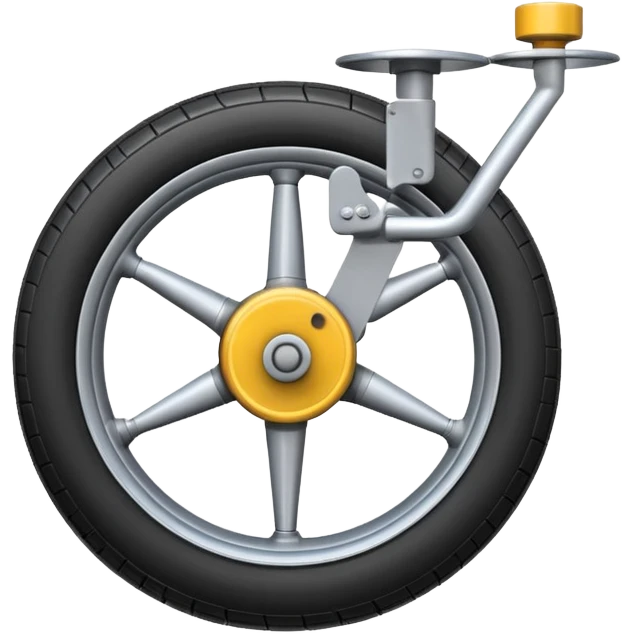 Emoji-style aircraft landing gear with a single wheel and strut, simplified design, clean lines, cartoon-like, isolated on white background, minimal shading emoji