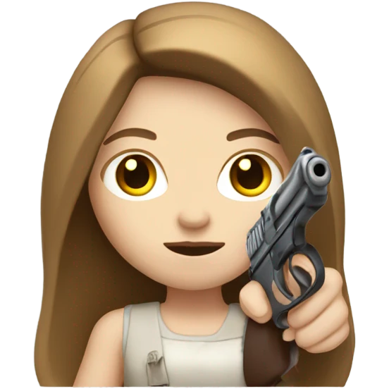 Pale girl Long brown hair holding a gun  emoji