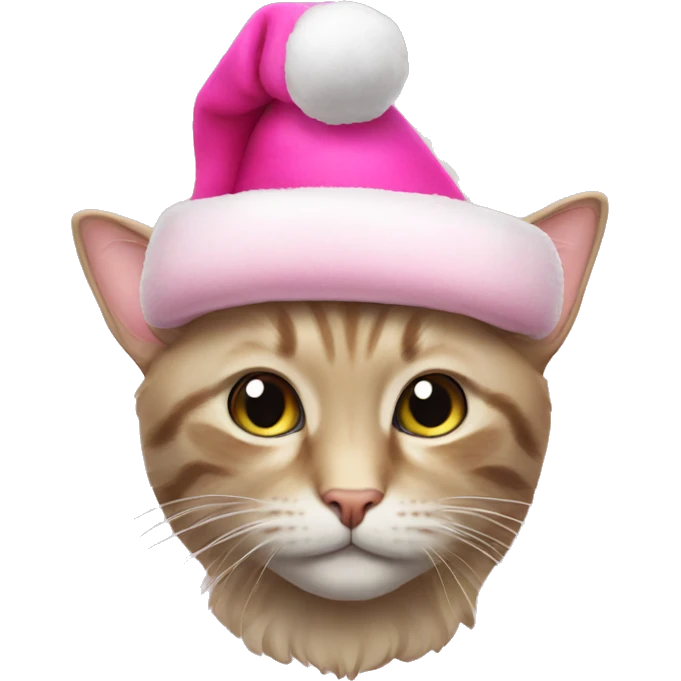 Cat with pink Christmas hat emoji