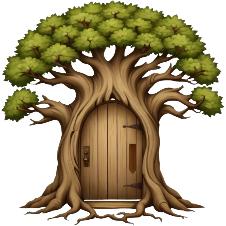 large and old bitch tree with door emoji