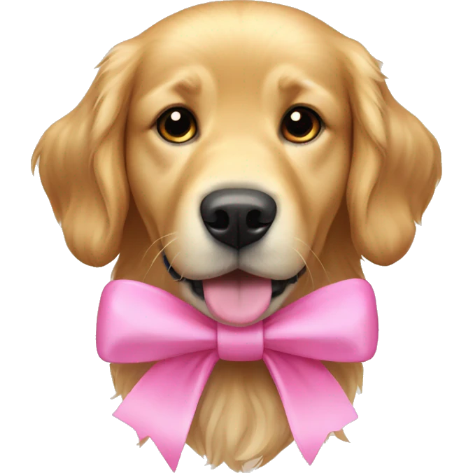 dog golden retriever with a pink bow emoji