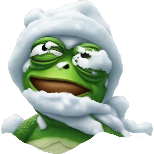 pepe the frog covered in snow emoji