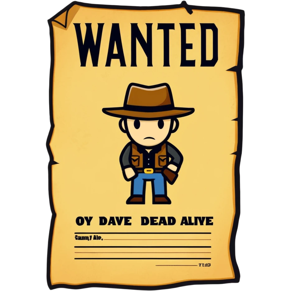 A wanted Dead or Alive sign posted on the wall for Sammy emoji