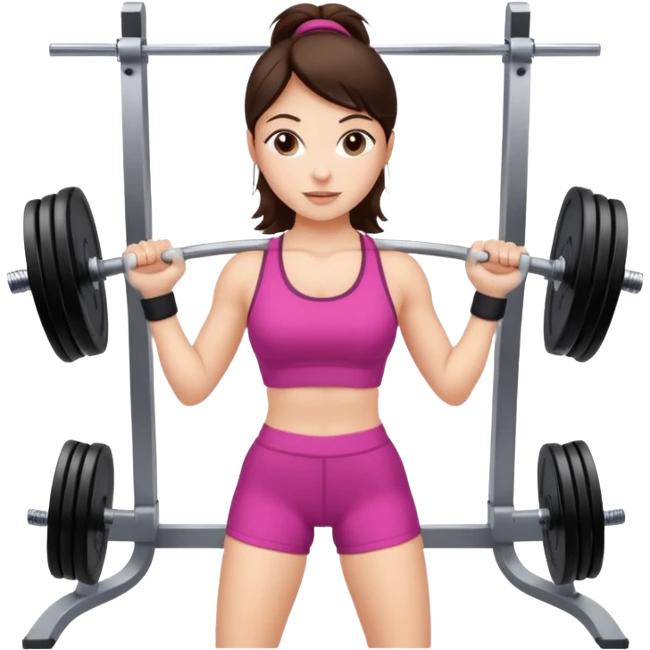Brunette fair skin girl gym working out weights emoji