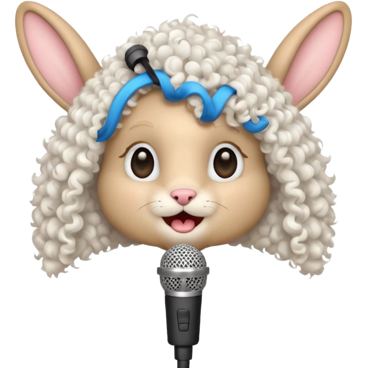 curly bunnie singing to mic emoji