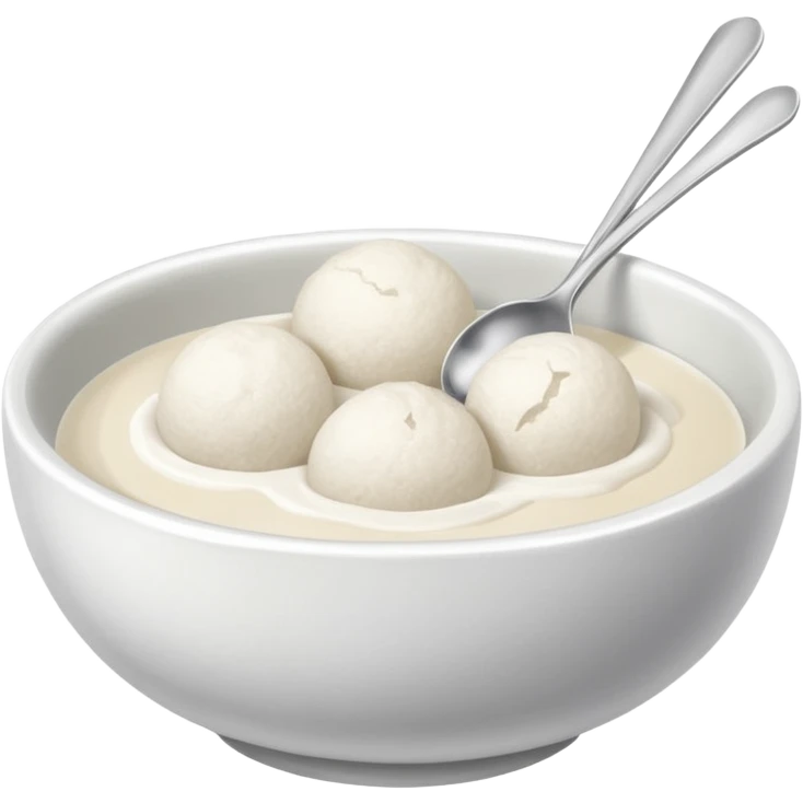 smooth glutinous flour ball in ceramic chinese bowl and spoon emoji