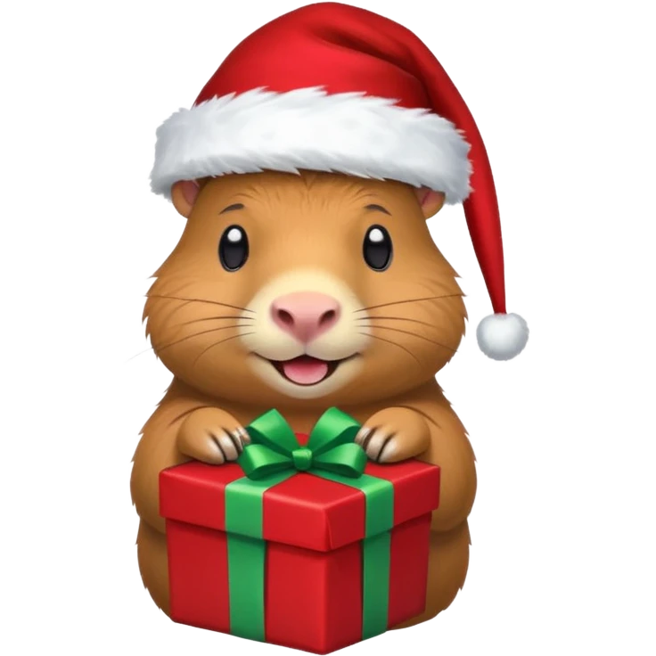 Capybara con gorrito de navidad con un montón de poses para paquete de sticker de WhatsApp que tengan un dialogo emoji