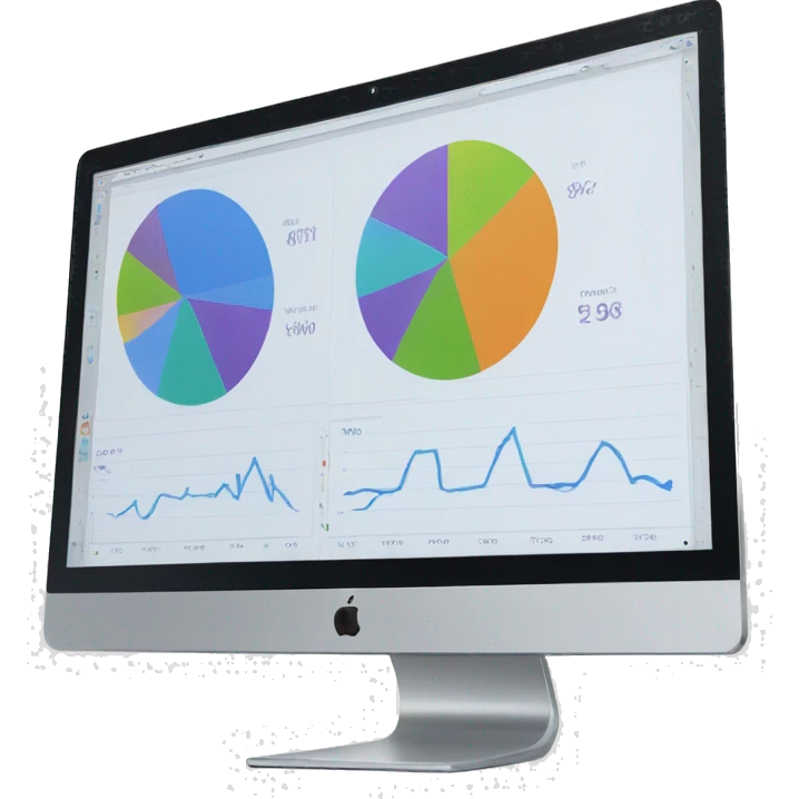 monitor showing a website dashboard with charts emoji