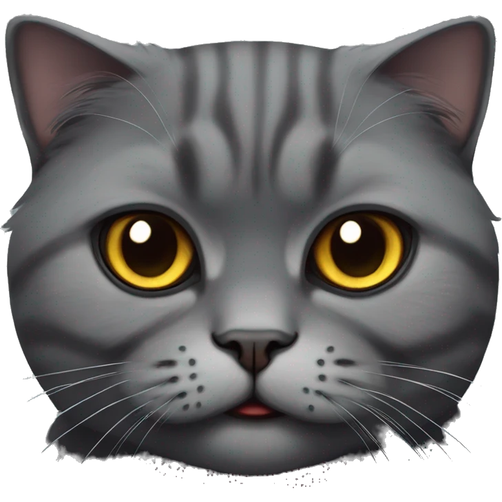 Dark grey scottish fold cat evil smile  emoji