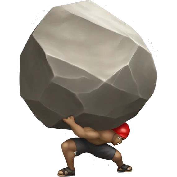 Sisyphus pushing his boulder uphill emoji