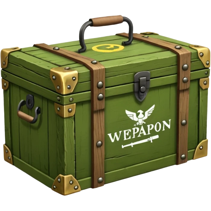 green military wooden box with with an inscription weapon emoji