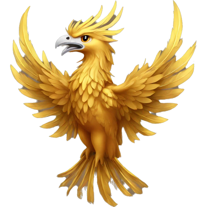 Phoenix head Phoenix with golden feathers in gold color emoji
