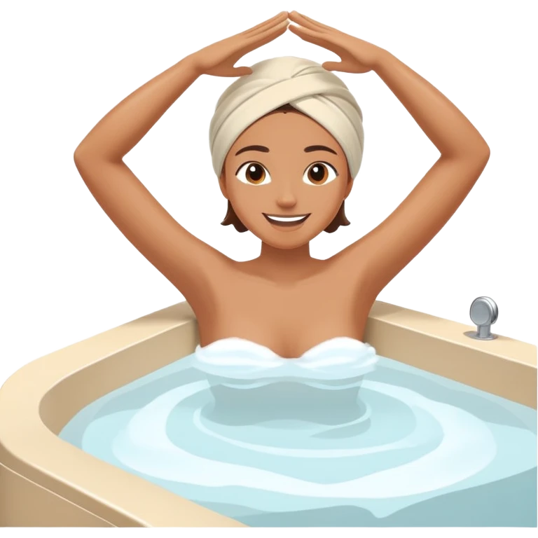 Person enjoying spa jacuzzi with arm raised, other arm on edge emoji