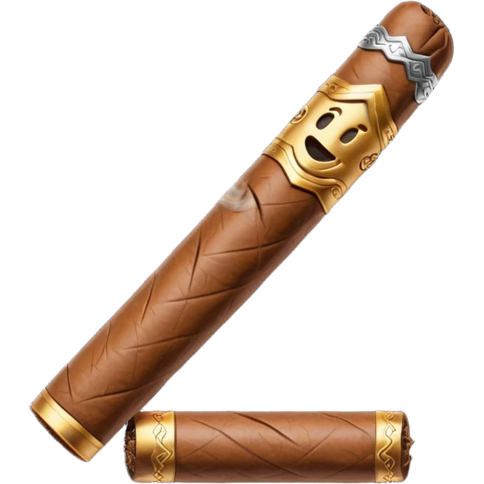 Emoji-style cigar icon, dark brown wrapper, subtle smoke, minimalistic, clean silhouette, metal details, no gold details emoji
