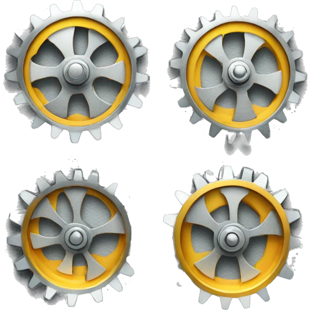three different sized cog wheels from left to right emoji