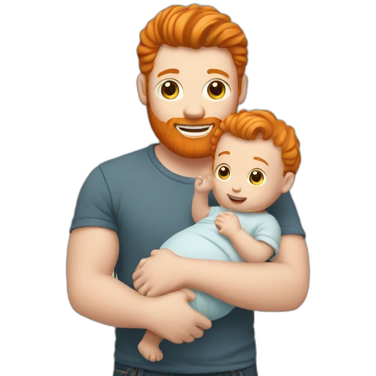 ginger men with baby emoji
