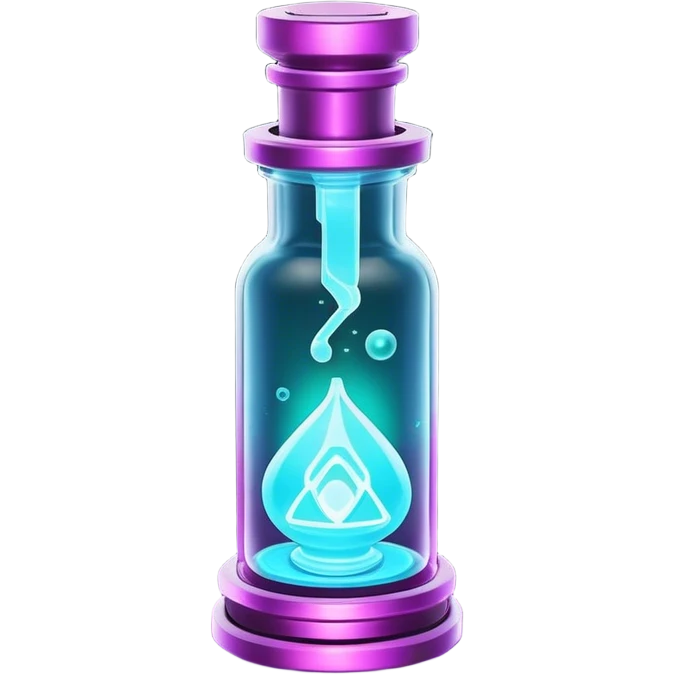 Clash of Clans aesthetic: Cinematic Playful Sci-fi Health injection Emoji, rendered in a 3D vector-style similar to standard emojis with minimal shading and bold, simplified shapes. A compact, futuristic vial with a glowing neon liquid and sleek contours, softly glowing with a healing cosmic charm. Simplified yet unmistakably iconic, highly detailed and consistent, glowing with a soft radiant glow and high shine. Stylized with a touch of futuristic alchemy and a soft glowing outline, capturing the essence of a vital energy elixir with a playful, interstellar spirit! emoji