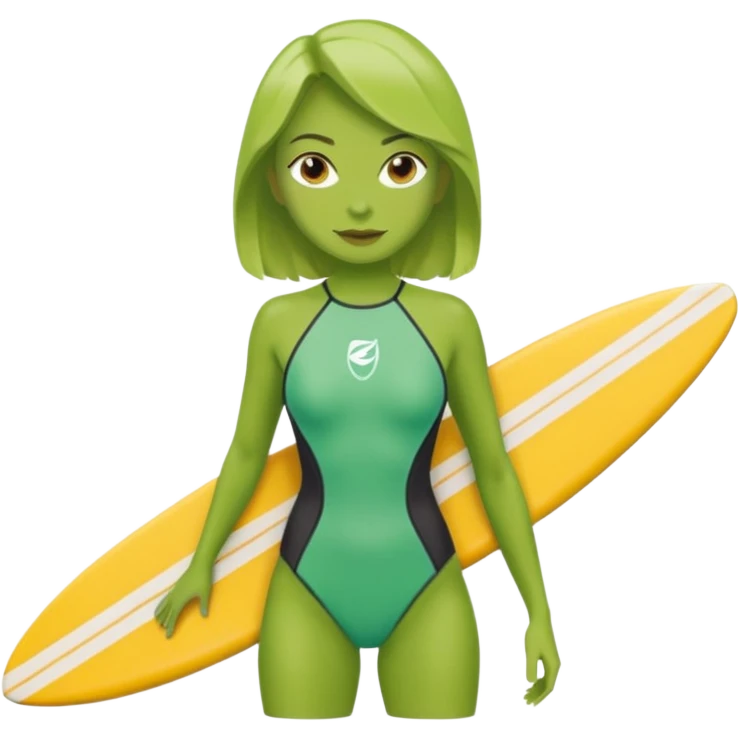  green skin woman with surfboard emoji