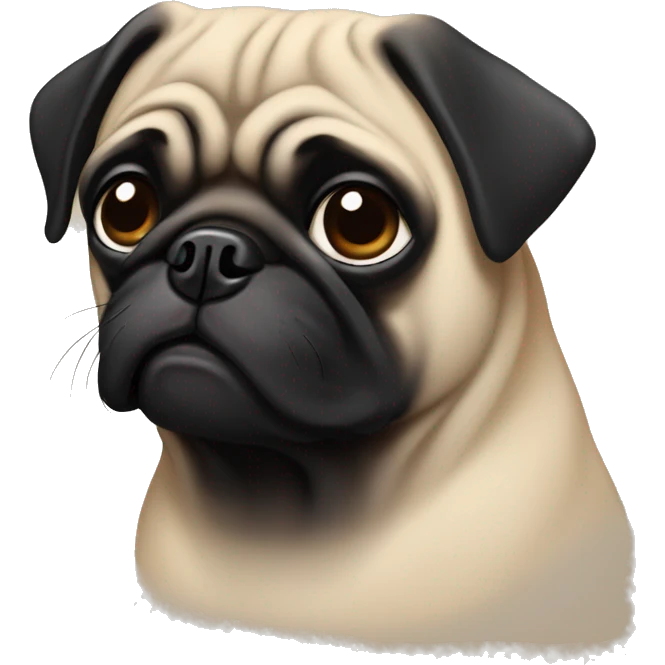 3 tan pug 1 black pug emoji