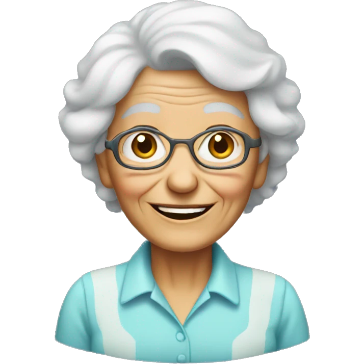 smiling old woman in shirt emoji