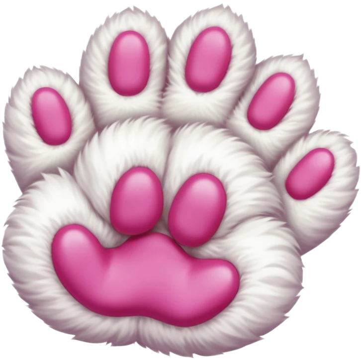white cat paw, from the bottom, vivid pink toe beans emoji