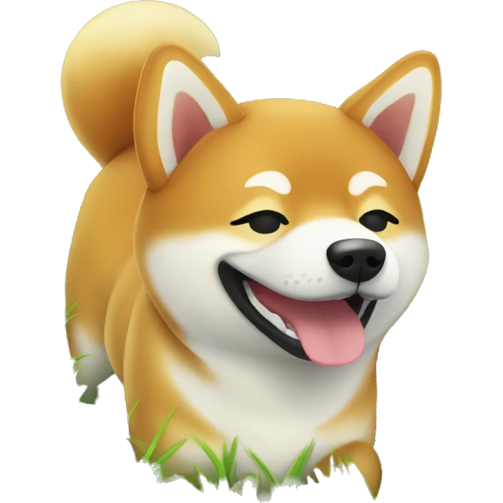 shiba inu enjoying sunny grass emoji