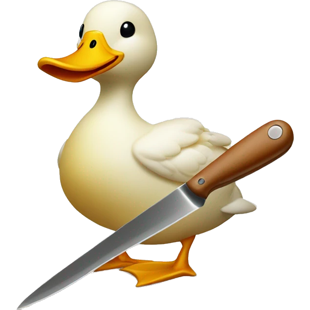 duck holding a knife applying salted butter on rye bread emoji