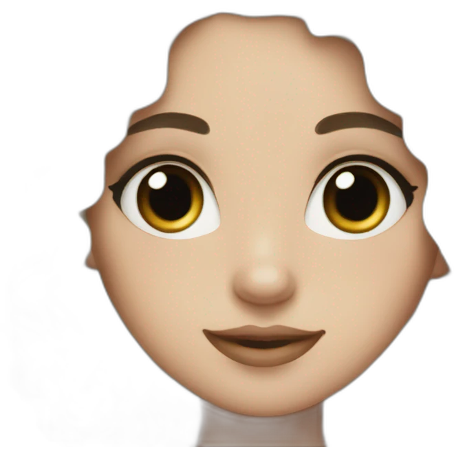a white girl with curly black hair and lashes emoji