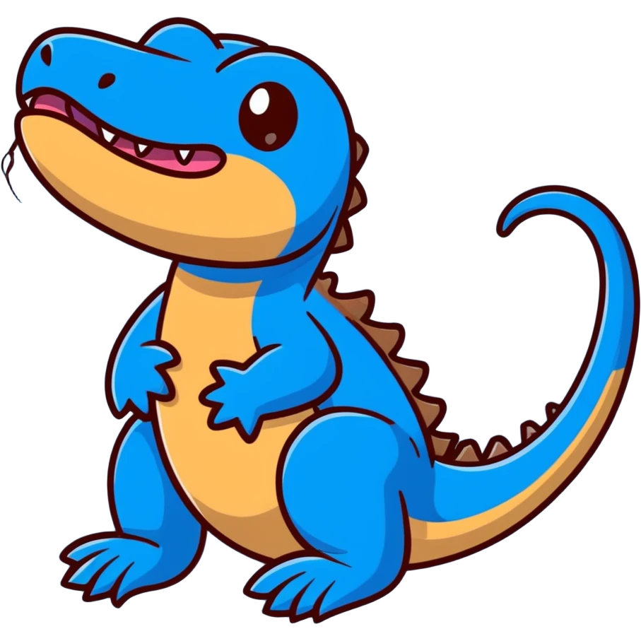 brown lizard with a blue tongue emoji