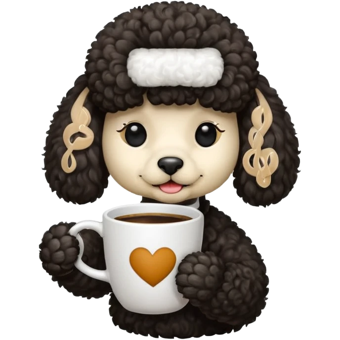 Poodle with coffee emoji
