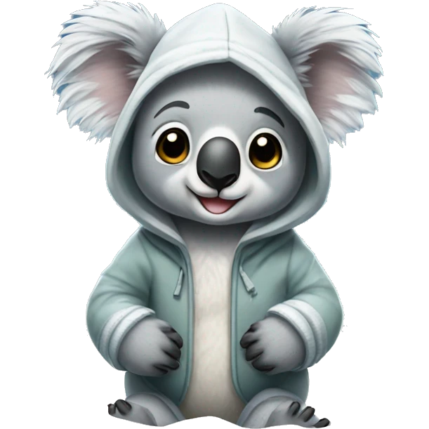 Koala with hoodie and beanie in snow emoji