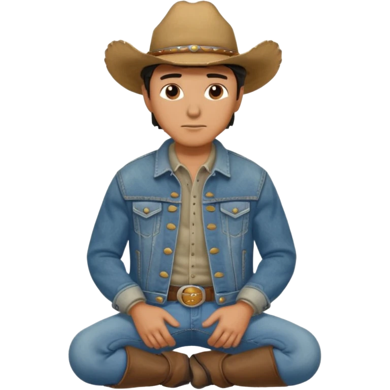 side profile of cowboy with kneews bent and hands on knees emoji