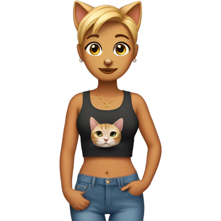 Cat with crop top emoji