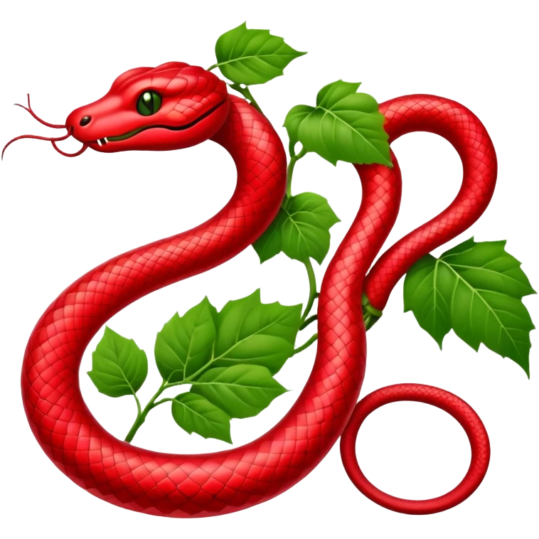 Japanese snake gourd (Karasu Uri) with distinctive bright red fruit and green leaves, traditional Japanese folk motif emoji