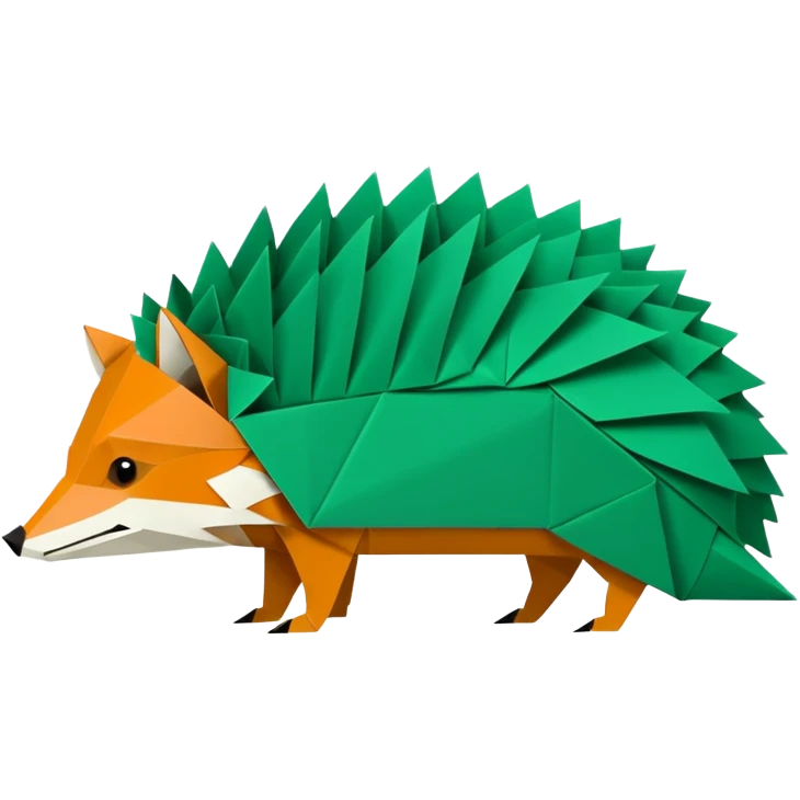 origami hedgehog half fox half hedgehog in color green #A8FBD3 the tail of fox emoji