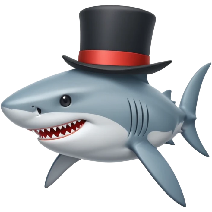 Shark with a top hat emoji