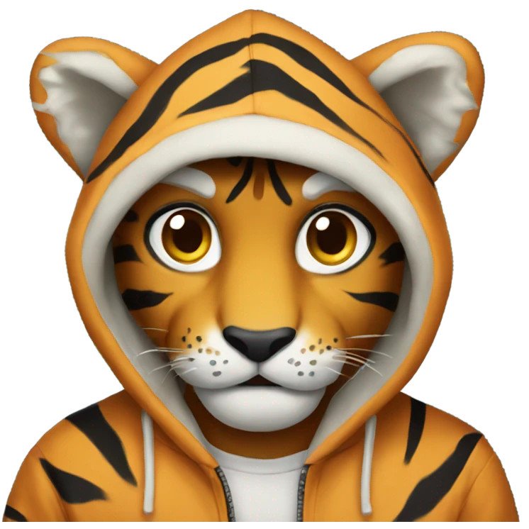 Tiger wearing a hoodie emoji