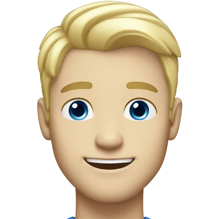 pale blonde happy man blue eyes emoji