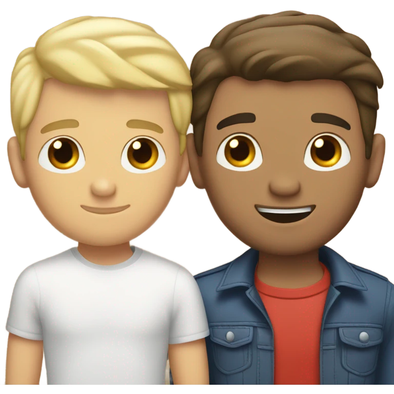 gay couple in love, one brunette guy, one blonde guy  emoji