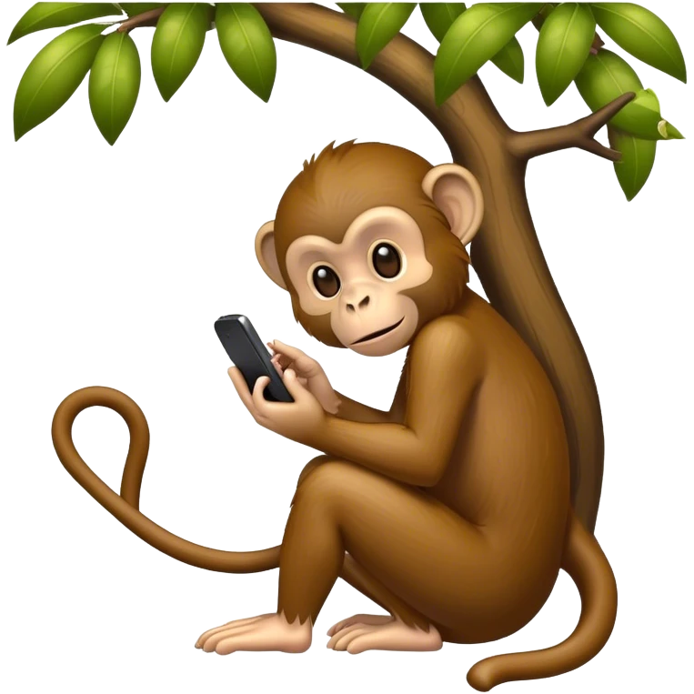 Monkey on a tree playing phone emoji